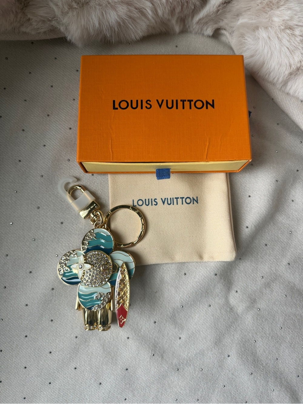 LUX inspired Blue Floral Bag Charm Key Ring